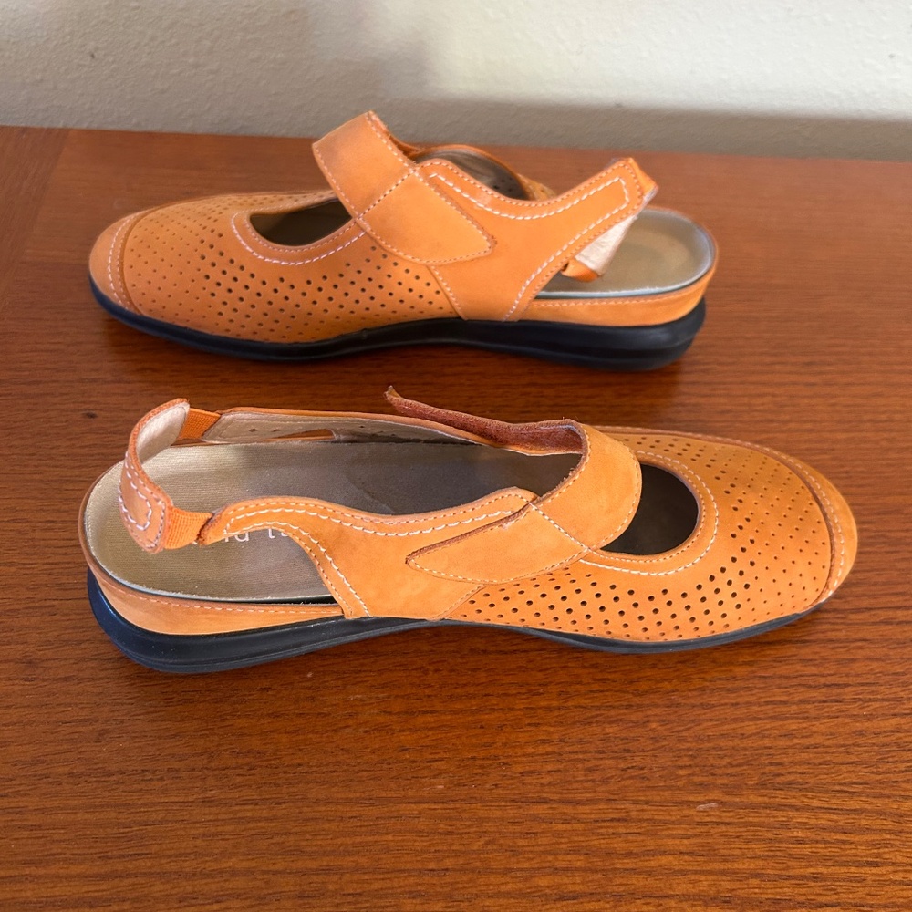 David Tate Clever Nubuck Orange Comfort Sandals Mary Jane Leather Shoes 8.5 - Picture 6 of 6